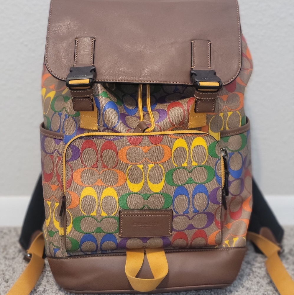 Coach MEN's Track Backpack In Colorblock Signature Canvas